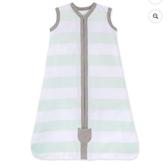 Burt's Bees Baby Beekeeper Blanket Organic Cotton Seaglass Rugby Stripe Sz Small - Picture 1 of 8